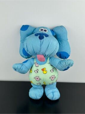 Vintage Tyco Blue’s Clues Bath Fun Blue Nylon Toy 11” Stuffed Plush Dog